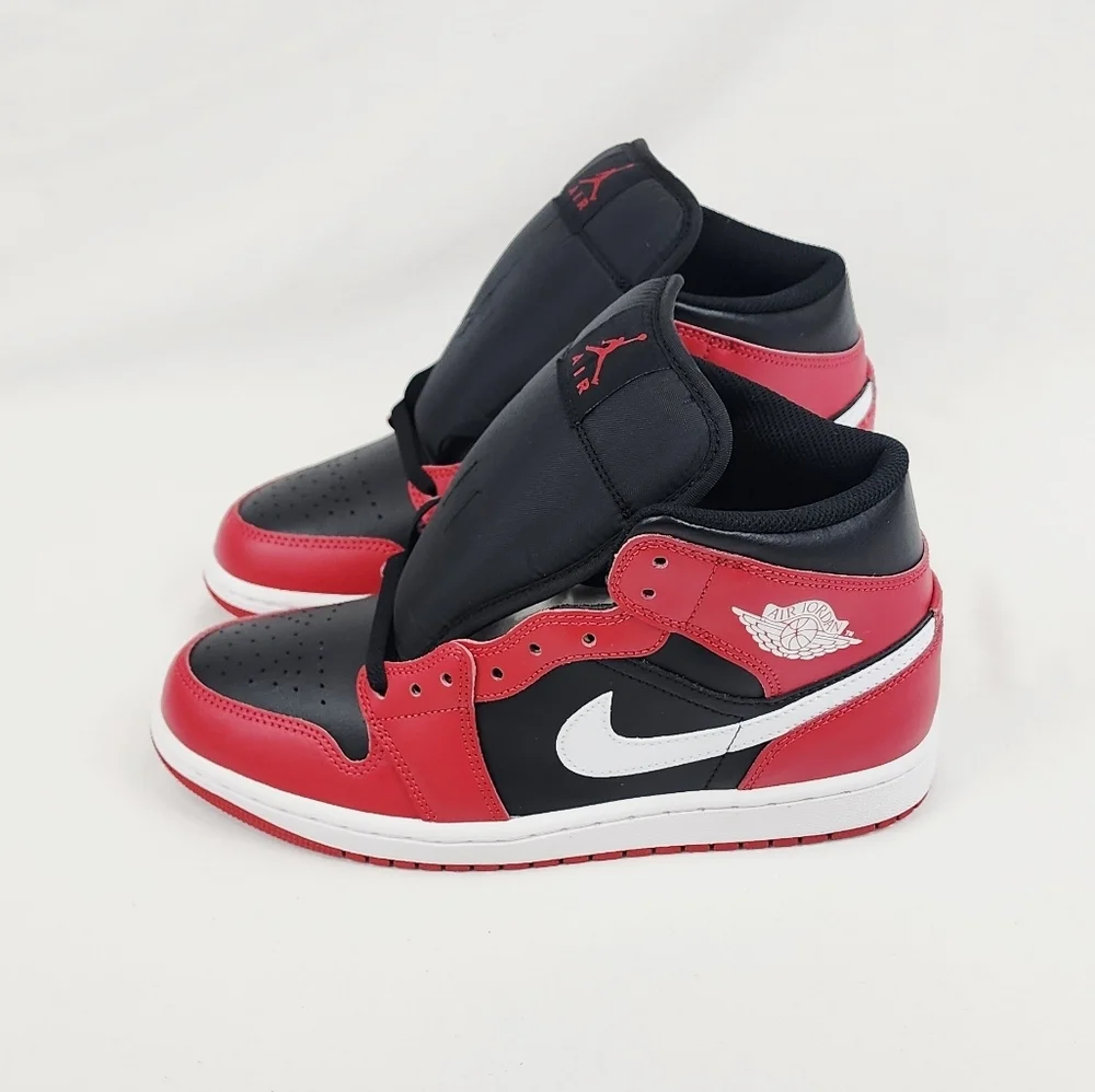 Air Jordan 1 Mid Sneakers Black/Gym Red/White